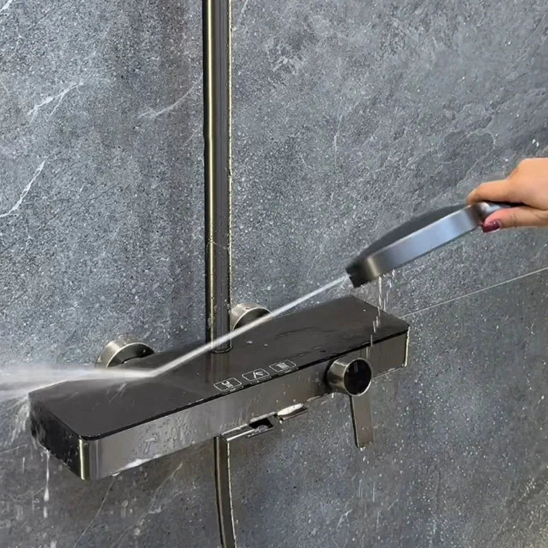 Wall Mounted Piano Digital Bathroom Shower Set 12 Inch Rainfall Shower Head Copper Bathroom Faucet Hot Cold Piano Shower System