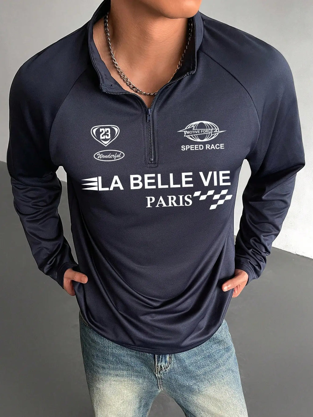 DIYIE Men's Long-Sleeve Cycling Jersey Men's Fashionable Casual Fitness Long-Sleeve T-Shirt Fall/Winter Cycling Apparel