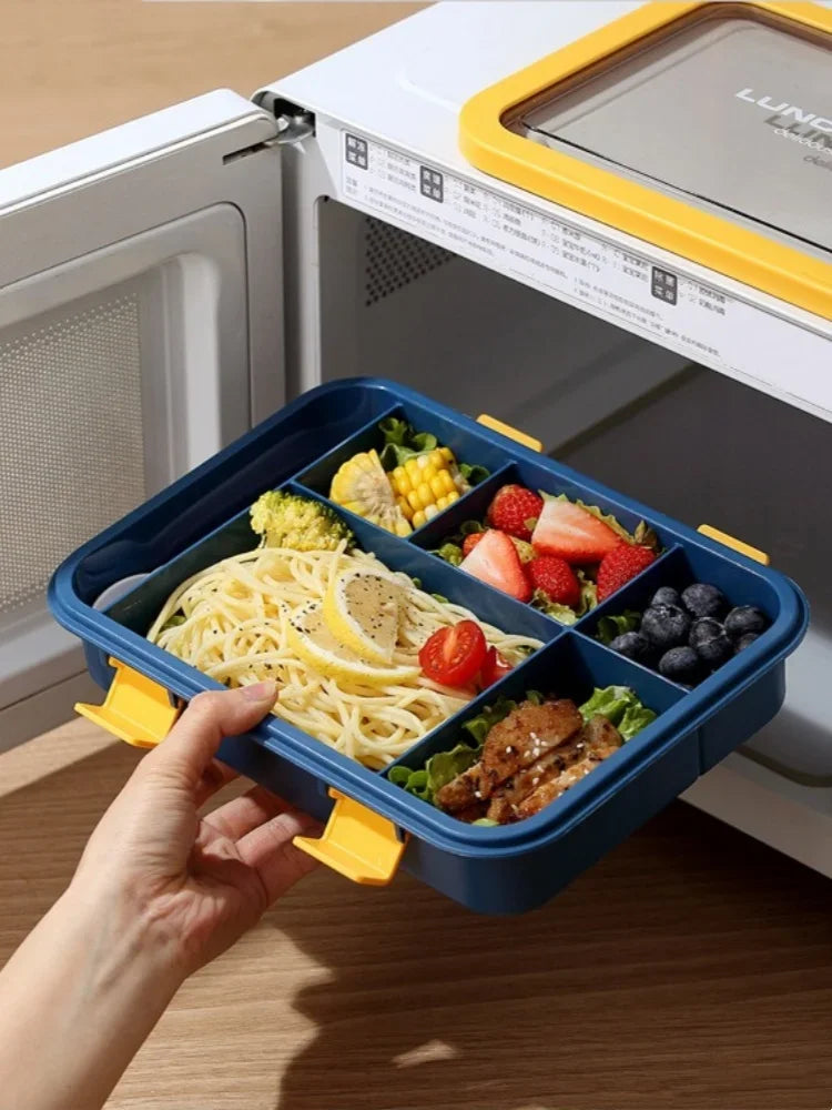 1500ML Bento Box Portable Lunch Box Kids Students Office Lunch Box with Spoon Fork Leakproof Microwavable Food Storage Container