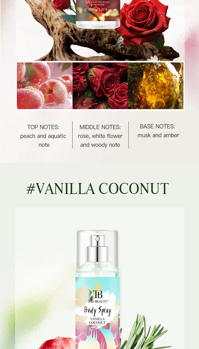 Vanilla Coconut Unisex Perfume Long-lasting Fragrance Mixed Floral Fruity Eau De Toilette 150ml Dating Deodorant Fragrance Spray