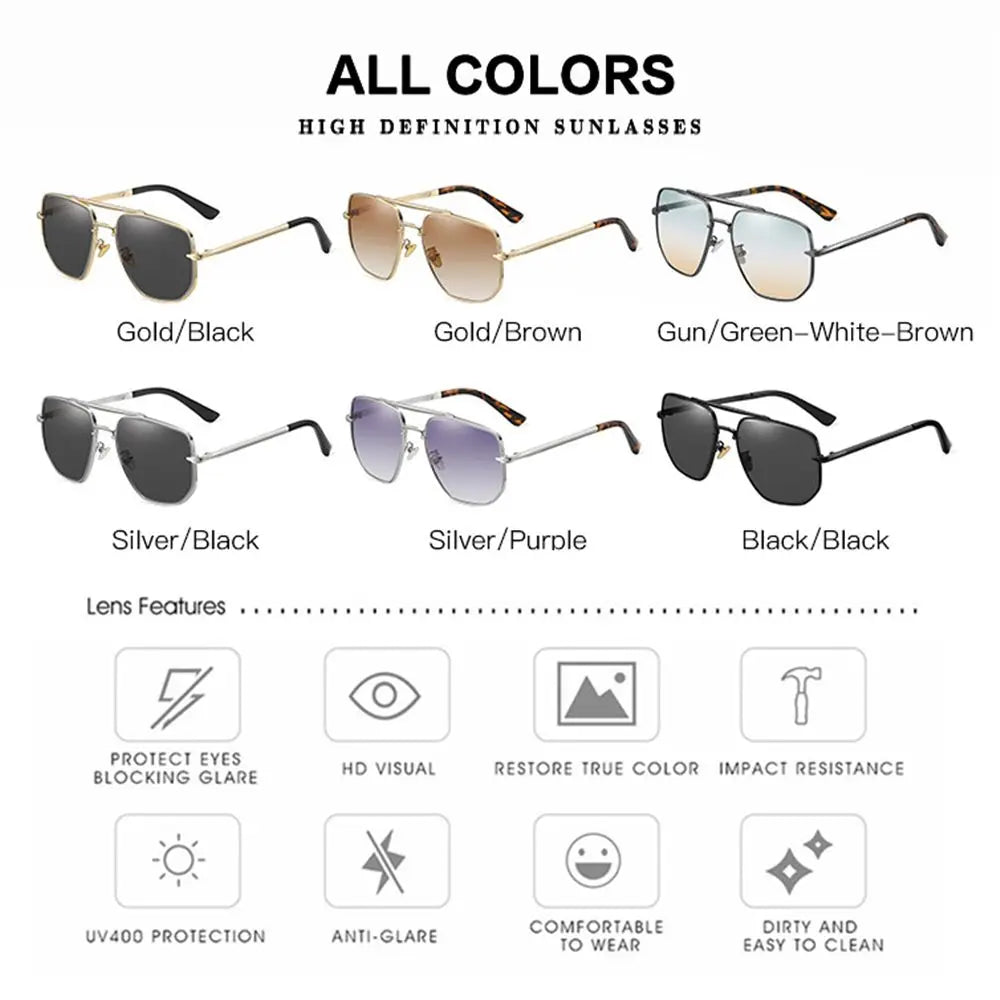 Retro Metal Frame Sun Glasses Driving Polygon Sunglasses Sun Glasses Polarized Sunglasses for Men Men's Shades