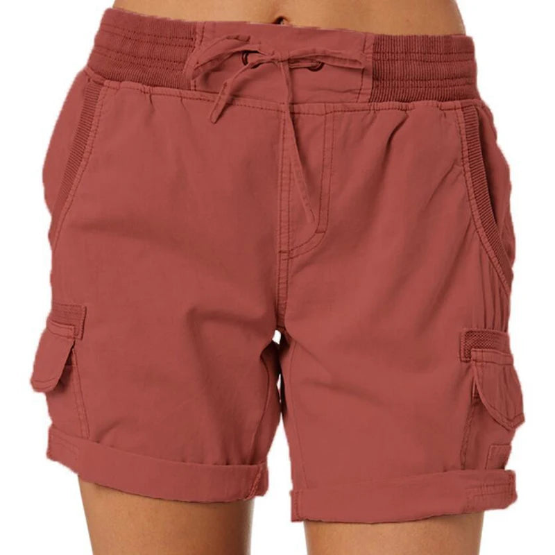 Womens Cargo Pants Shorts Soft Comfortable Casual Cotton Elastic Waist Shorts Summer Bottoms Jeans High Waisted Cargo Pants