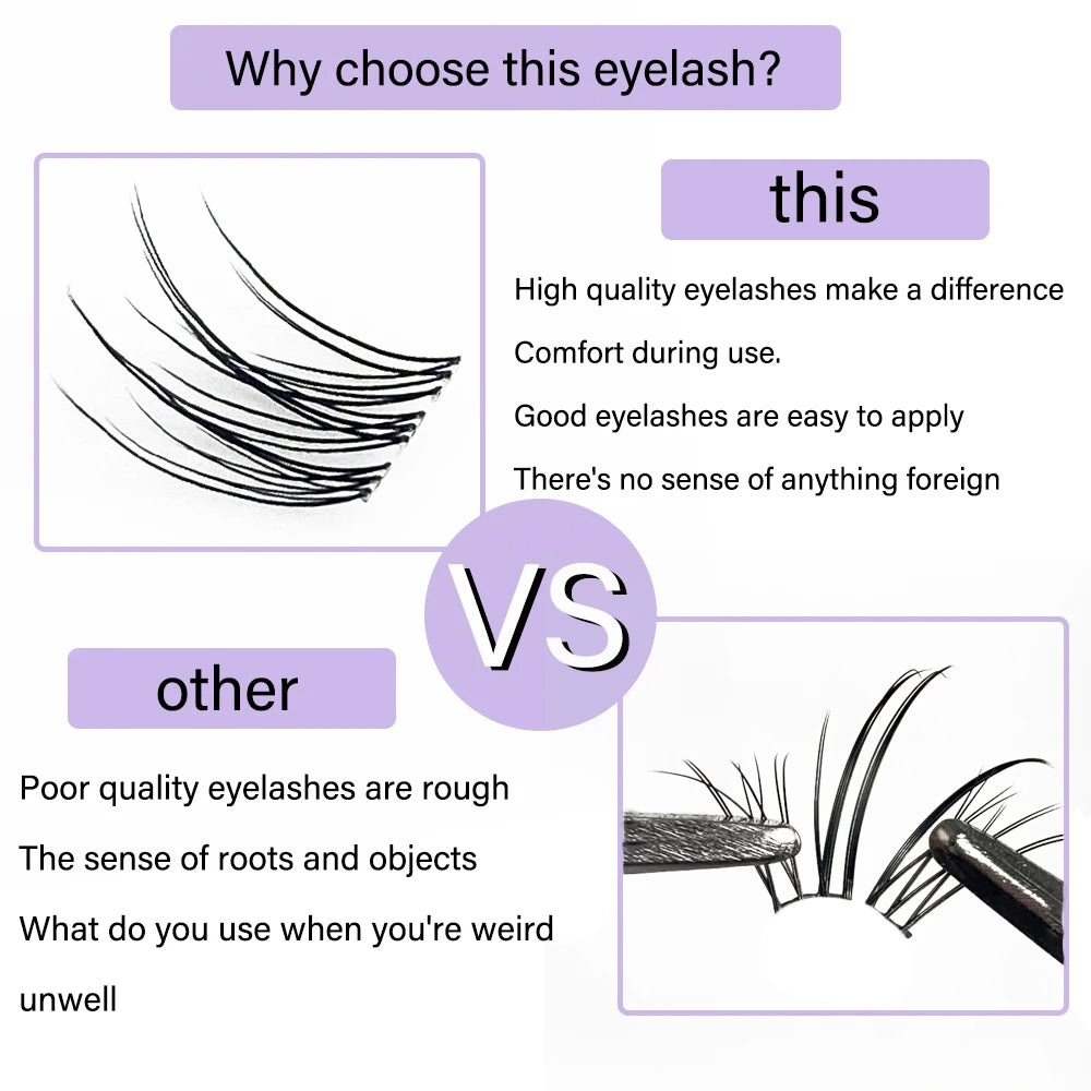 1/box 120 bundles Mink False Eyelash Natural Fishtail Lash 3D Russian Individual Eyelash Extension Cluster Makeup Tool Wholesale