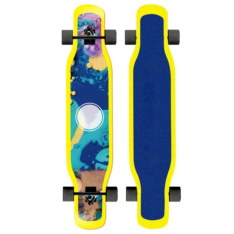 44 Inch Double Kick Dance Longboard 7-Layer Maple Wood Double Sided Graphic Complete Skate Deck All Ages Amateur Professional Ri