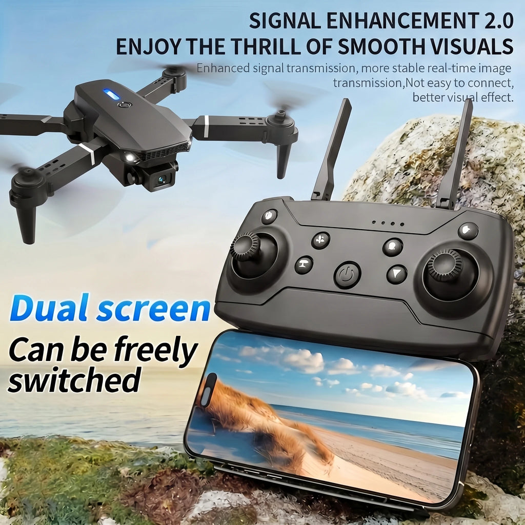 2026 New E88 PRO MAX Foldable Drone with Obstacle Avoidance, Dual HD Camera, Brushless Motor, HD Screen Remote, 40min Flight Time Extra Batteries, One Key Return Home, LED Lights, USB Charging, Quadcopter for Beginners Adults