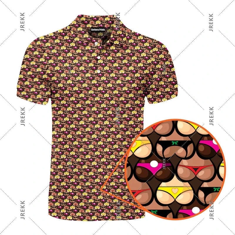 Sexy Full Print Humour Polo Shirt Men Hip Hop Street Personality Short Sleeve Button Golf Shirts Summer Carnival Party Funny Top