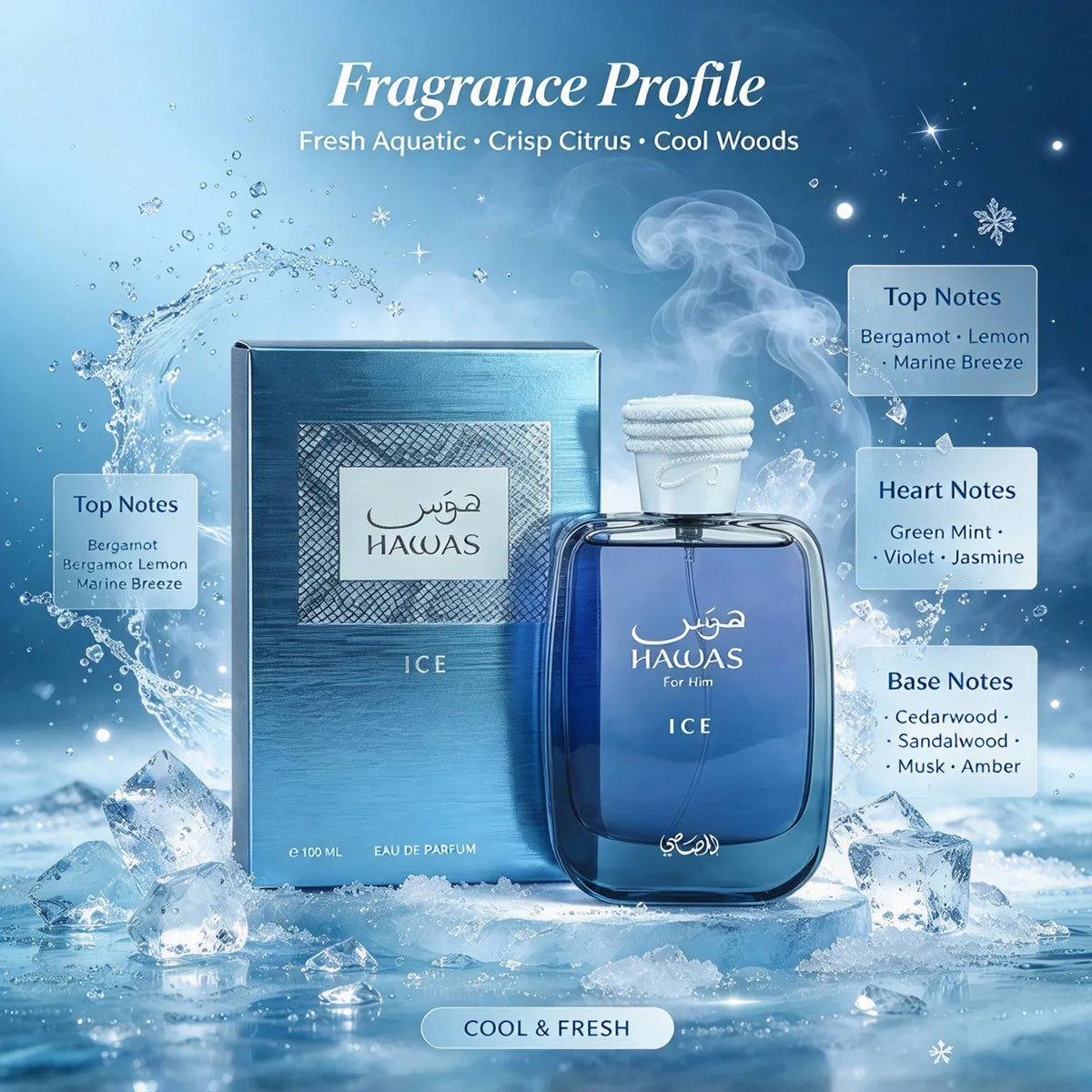 Rasasi Hawas Perfume Spray Ice Verde Thunder Lava Gold Eclat Kobra Long Lasting Eau de Parfum Scent For Men Women
