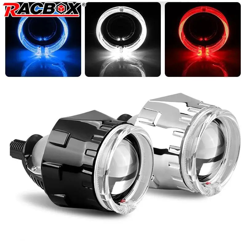 2.5 Inch 80mm LED Halo Angel Eyes Projector Lens High Low Beam Bi LED Lights for H4 H7 9005 HB3 9006 HB4 Car Headlights Retrofit