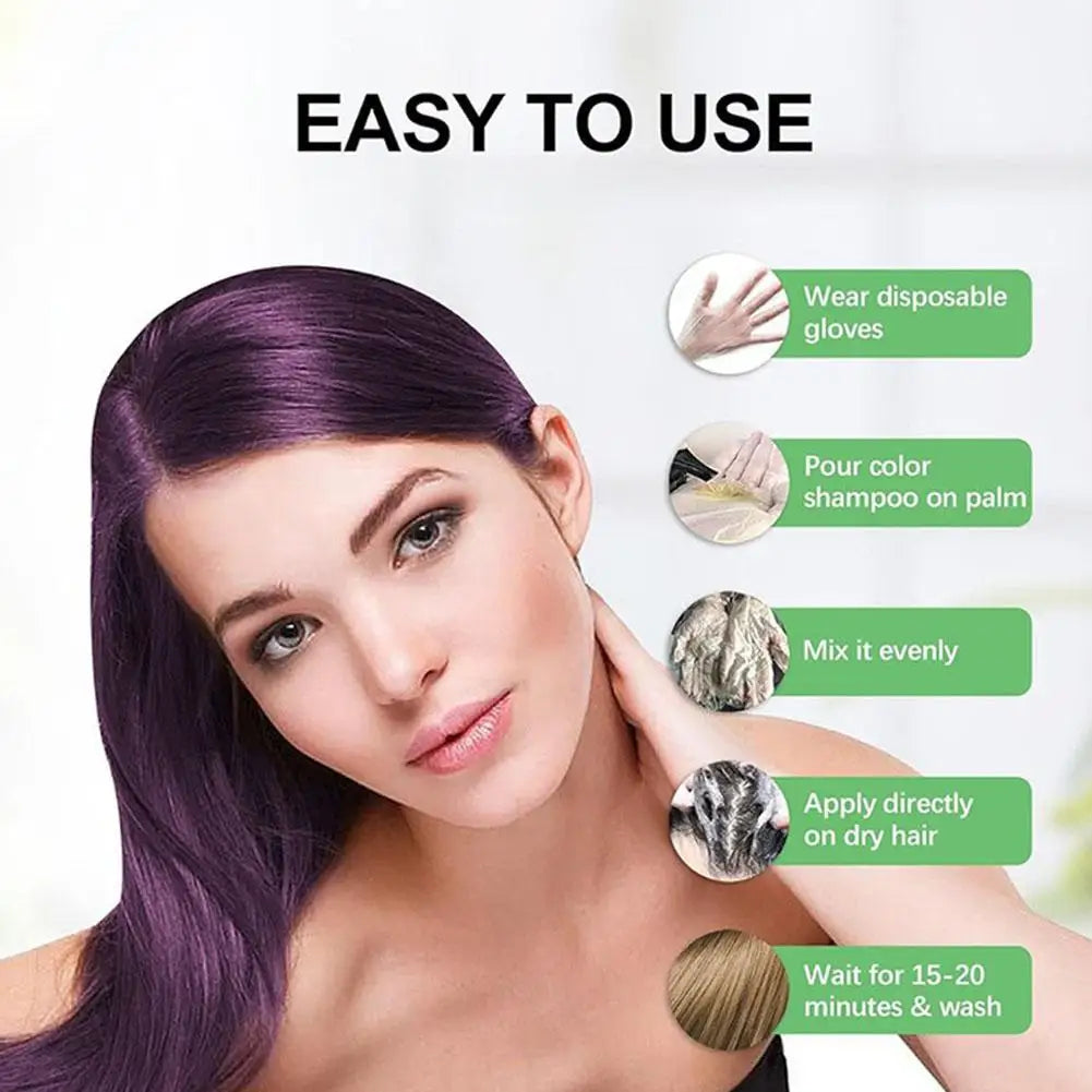 Hair Dye Shampoo Semi Permanent Hair Color Shampoo For Gray Hair Cover Women Men Black Brown Purple  Home Hair Dye Kit