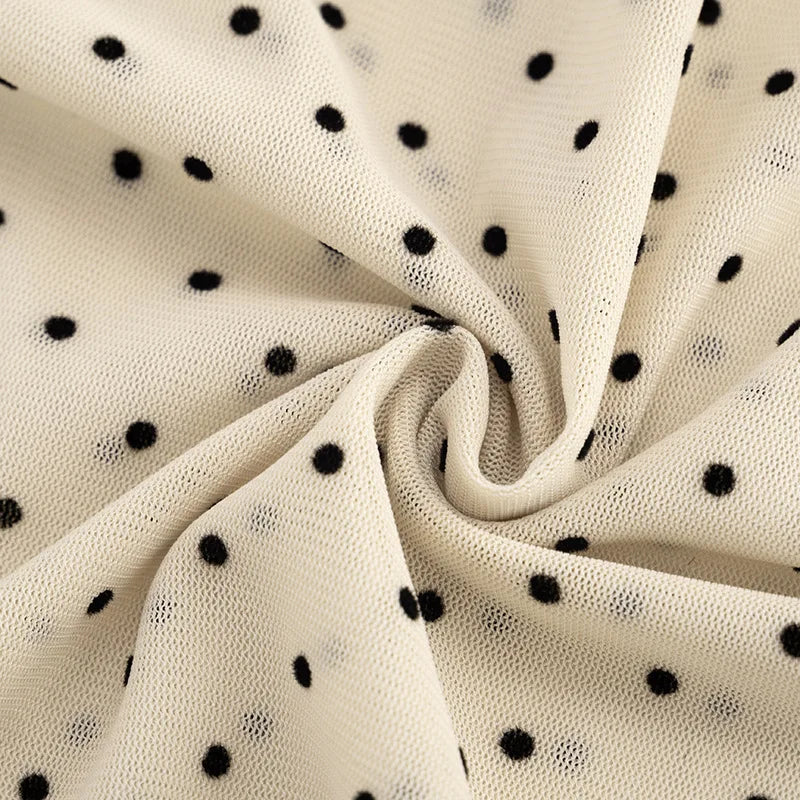 Summer Women Polka Dot Perspective Mesh Skirt Sexy High Waist Sheer See Through Midi Skirt Fashion Elegant Half Dress