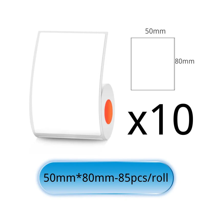 SINMARK White Sticker 3/6/10 Rolls Waterproof Paper Adhesive Label Anti-Oil Use for SK58/SK20/SK35 Mini Thermal Printer Tape