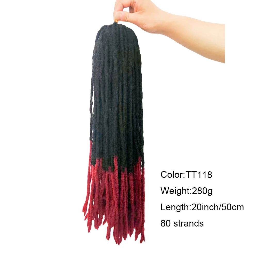 20 Inch Ombre Pro Locks Crochet Hair Extensions Soft Synthetic Dreadlocks 40 Stands Pack Women's Braiding Hair