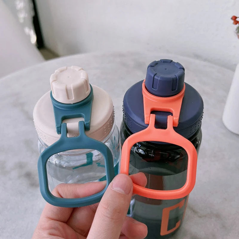Sports Water Cup with Small Mouth for Direct Drinking, with Scale, Leak-Proof, Portable Handle, Student Outdoor Fitness Plastic Cup for Male and Female Students