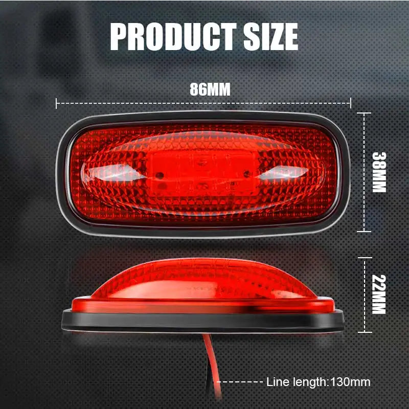 3led Truck Side Marker Light Adhesive Tape Turn Signal Lamp Rear Light Warning Stop Lamp Car Truck Trailer Tractor Lorry 12V 24V