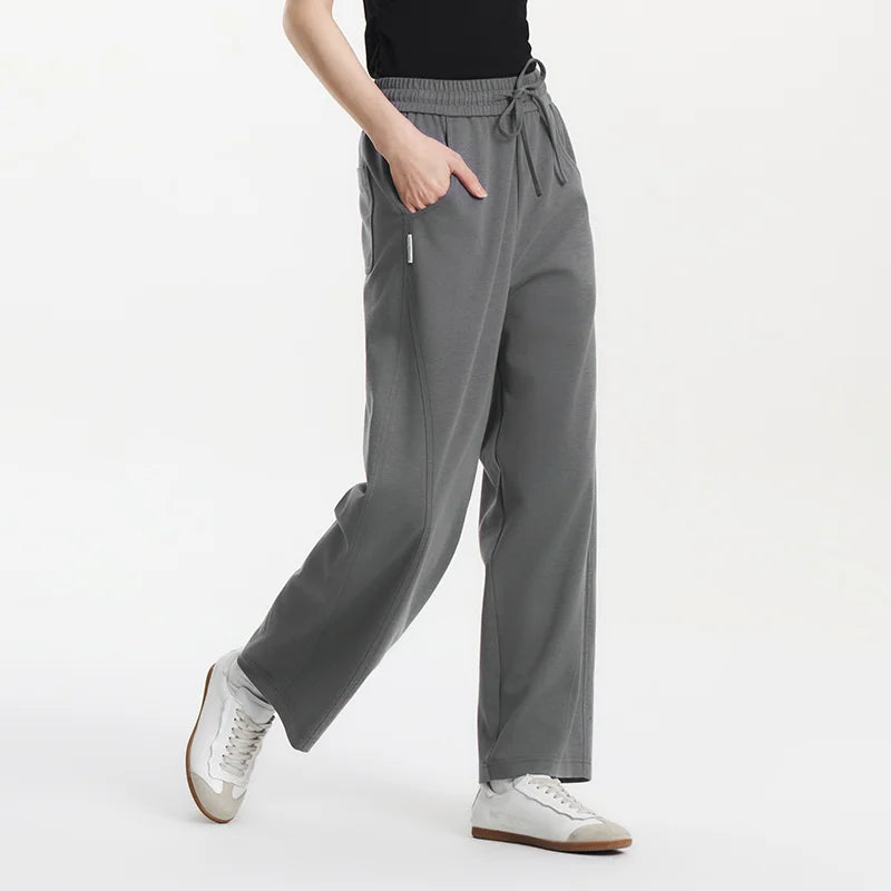 Women Pants Casual Slit Loose Curved Slim Fit Minimalist Lazy Versatile Curved Leg 2026 Summer Fashion Daily Top