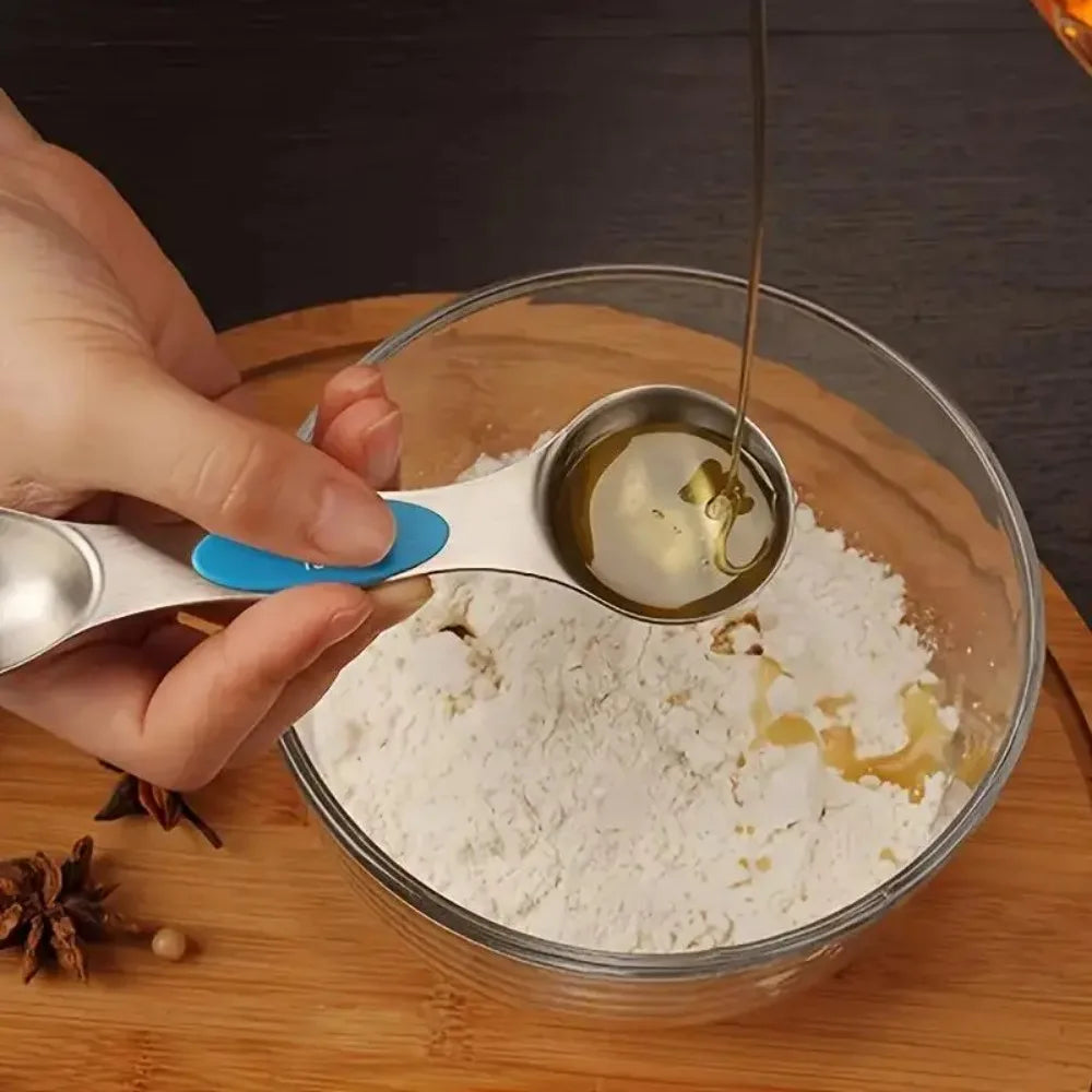 Stainless Steel Metal Magnetic Measuring Spoons Set Teaspoon Tablespoon Measuring Spoons Kitchen Gadgets for Baking Cooking