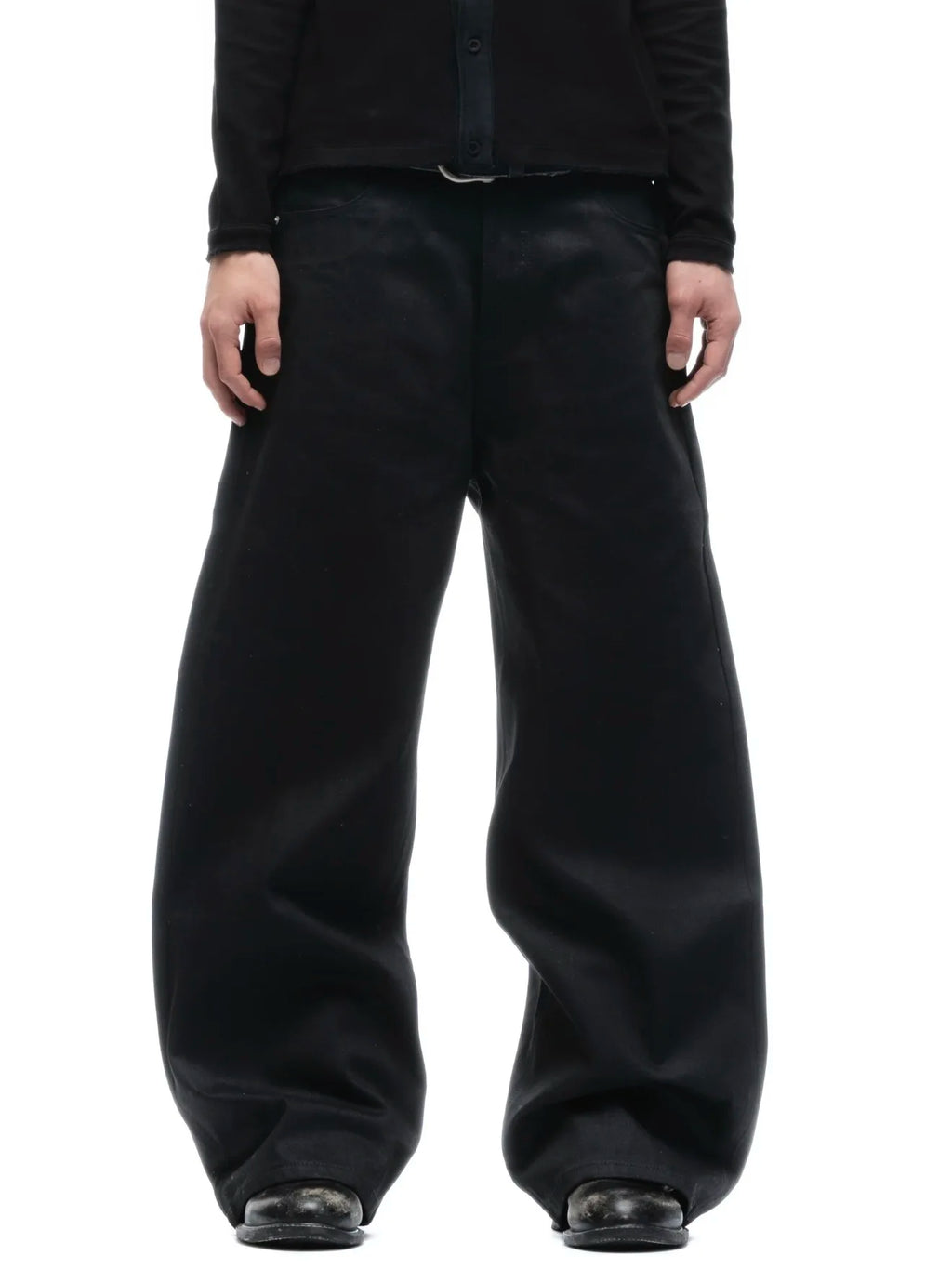 Black Raw Denim Jeans Baggy Pants Japanese Red Edge Raw Selvedge Fabric Straight Leg Men's Casual Trousers