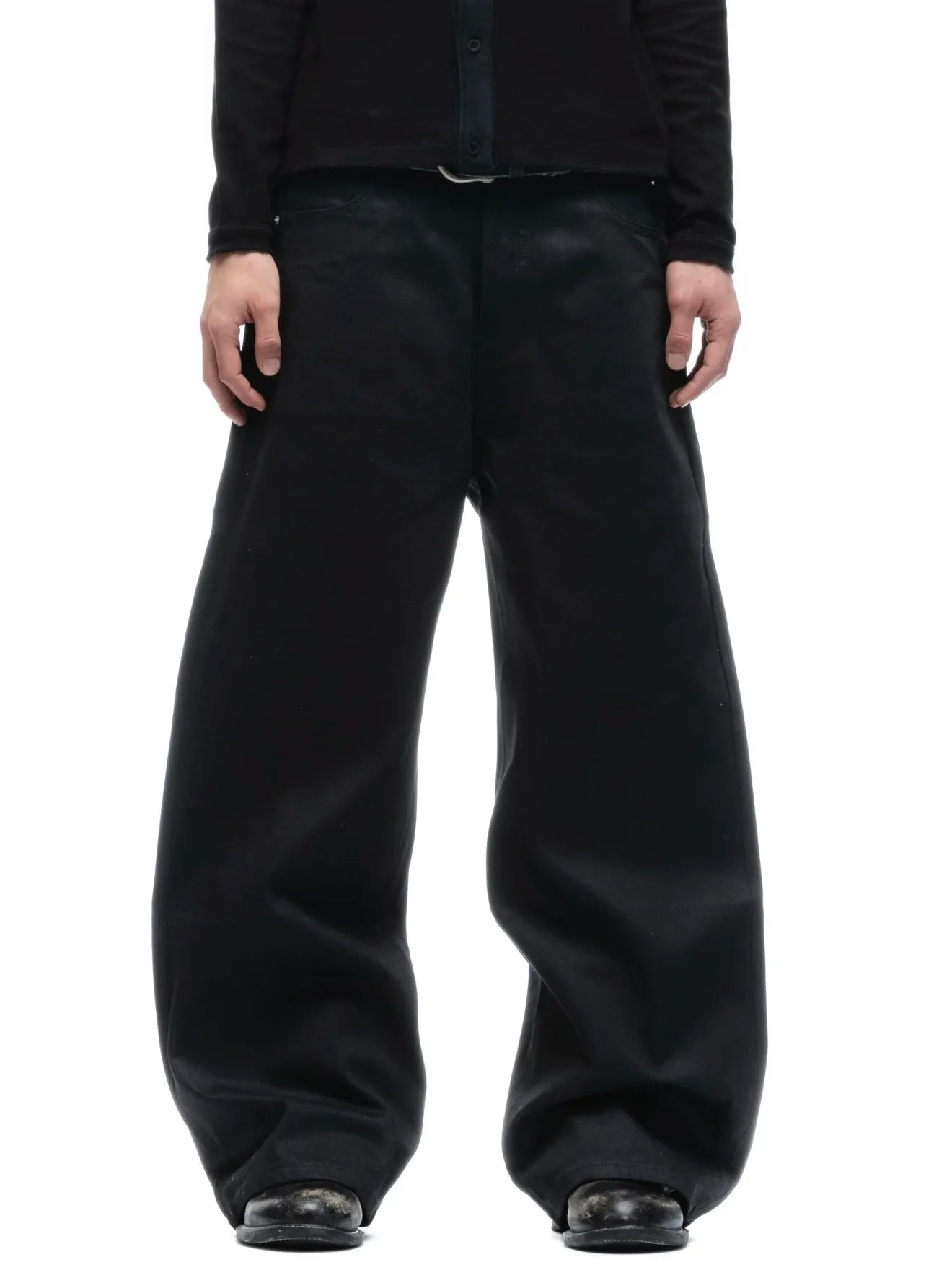 Black Raw Denim Jeans Baggy Pants Japanese Red Edge Raw Selvedge Fabric Straight Leg Men's Casual Trousers