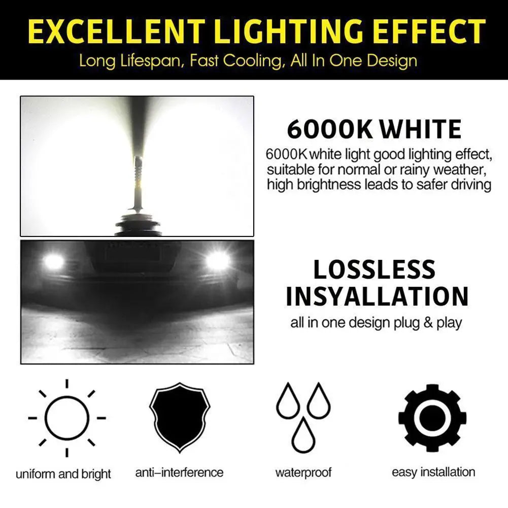 H1/H3/H4/H7/H11 LED Headlight Bulb Beam 12V 12W High Power LED Car Light Headlamp 6000K Auto Headlight Bulbs 12000LM