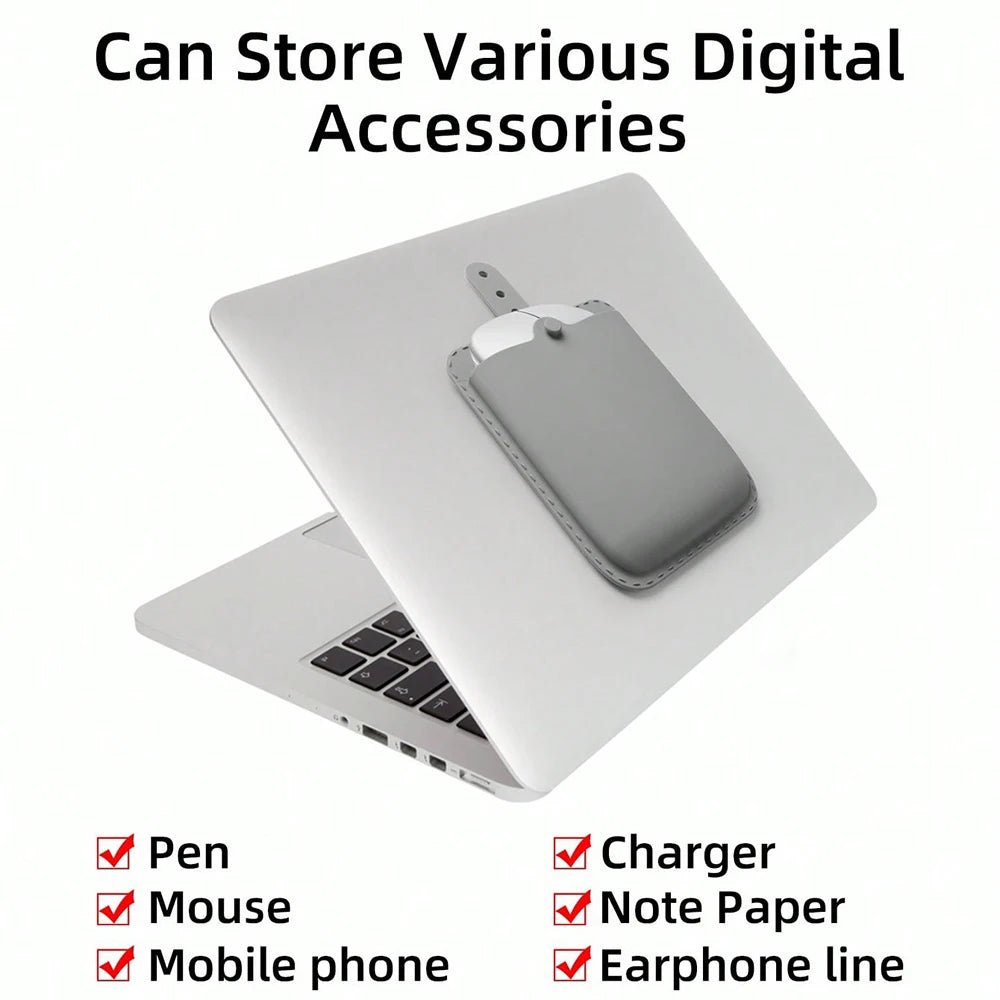 Adsorption Back Storage Bag For iPad Laptop Smooth Surface Reusable Cable/Mouse/Powerbank Pouch Elastic Tablet Accessories