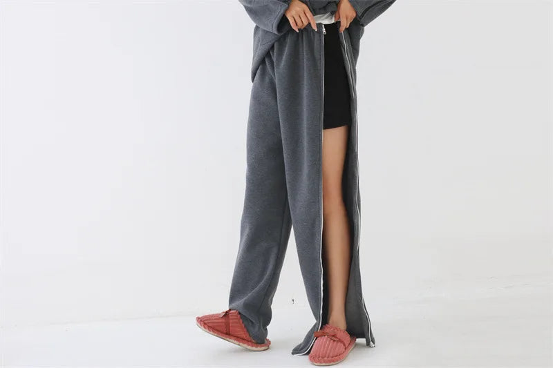Easy Wear Care Pants for Elderly with Fall/Winter Thin Velvet Paralysis Bedridden Patients and Leg Fracture/Operation Recovery