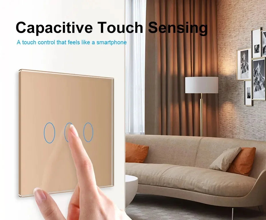 Livolo US/AU Standard Wall Touch Switch Crystal Glass Panel Touch Control Light Switch AC 110~250V/50~60Hz