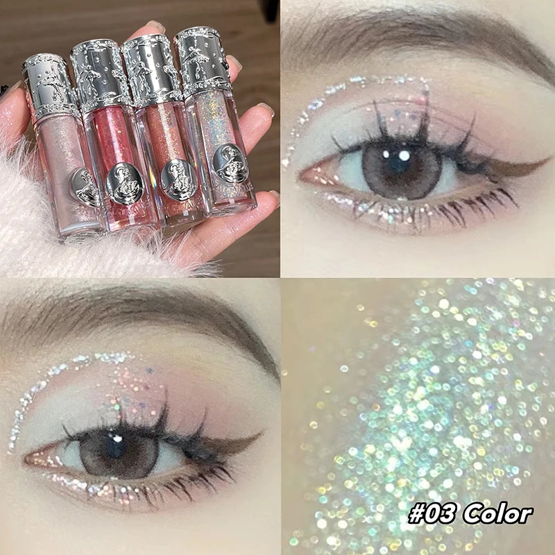 Balletism Glitter Liquid Eyeshadow Pearly Fine Shimmer Long Lasting Sparkling High Gloss Sequin Eye Shadow Lying Silkworm Makeup