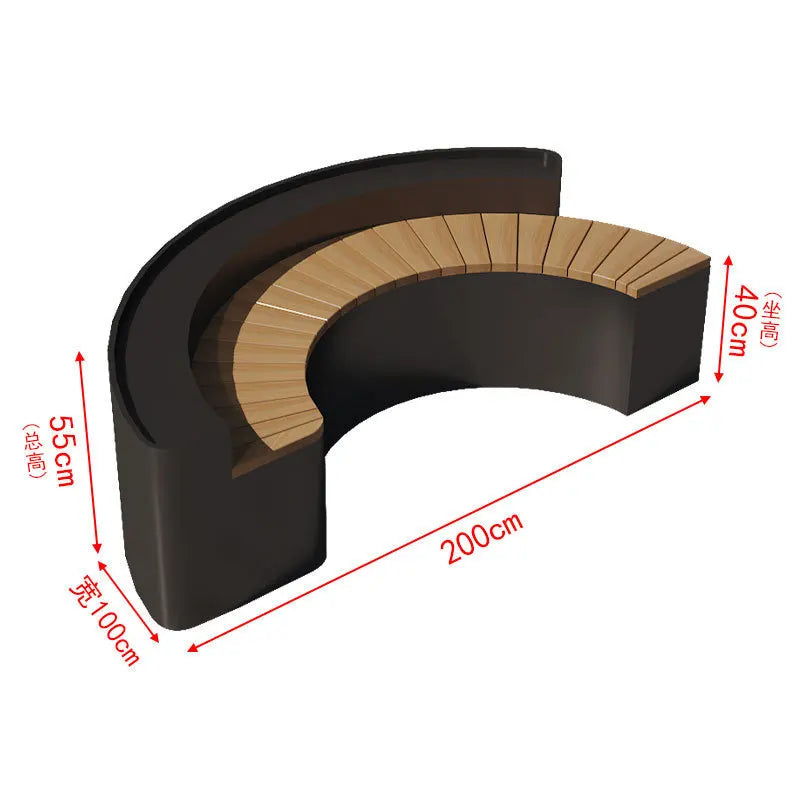 For Outdoor Curved Wood Flower Box Seat Square Park Mall Public Area Anti-corrosion Moisture-proof Leisure Bench