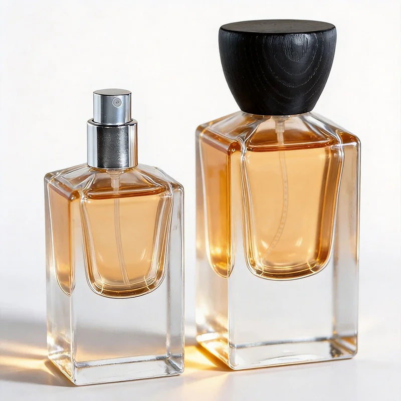 5pcs 30/50ml Premium Perfume Bottle Clear Square Glass Bottle Thickened Bottom Fine Mist Spray Bottle Crimp Nick Bayonet Bottle