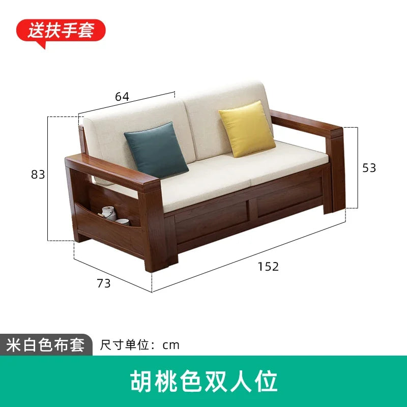 solid wood sofa simple modern living room winter and summer dual-purpose corner combination storage sofa