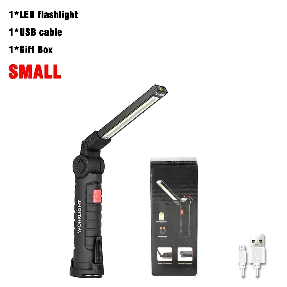 Multifunctional COB LED Flashlight Portable Magnetic Work Light Lantern USB Rechargeable Emergency Repair Camping Torch Lamp