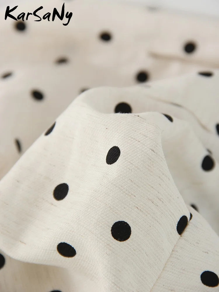 Polka Dot Cotton Linen Pants White Women Wide Leg Summer Spring Baggy Trousers For Woman High  Waist Linen Loose Pants Women