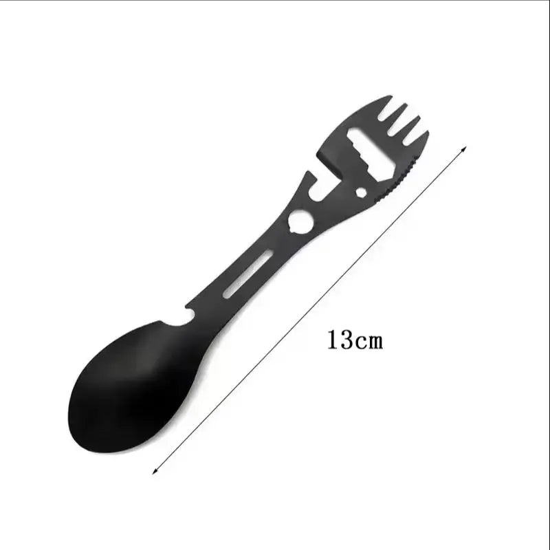 Camping Utensils Set Stainless Steel Outdoor Survival Gear 5 in 1 Tableware Travel Hiking Cutlery Fork Spoon Opener
