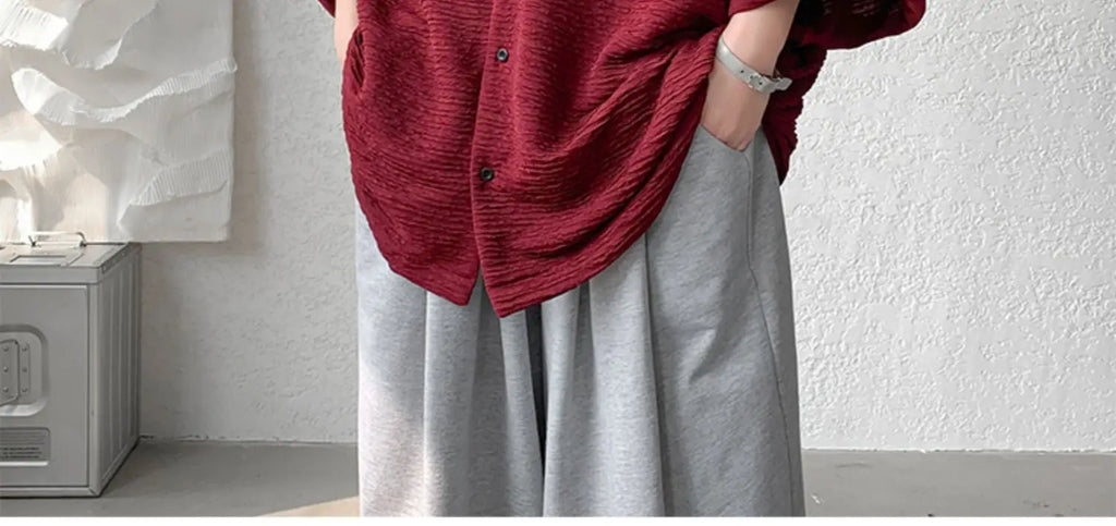 LEGIBLE Spring Summer Solid Shirts Men Casual Oversized Three Quarter Shirts Male Loose Fit Shirt for Man