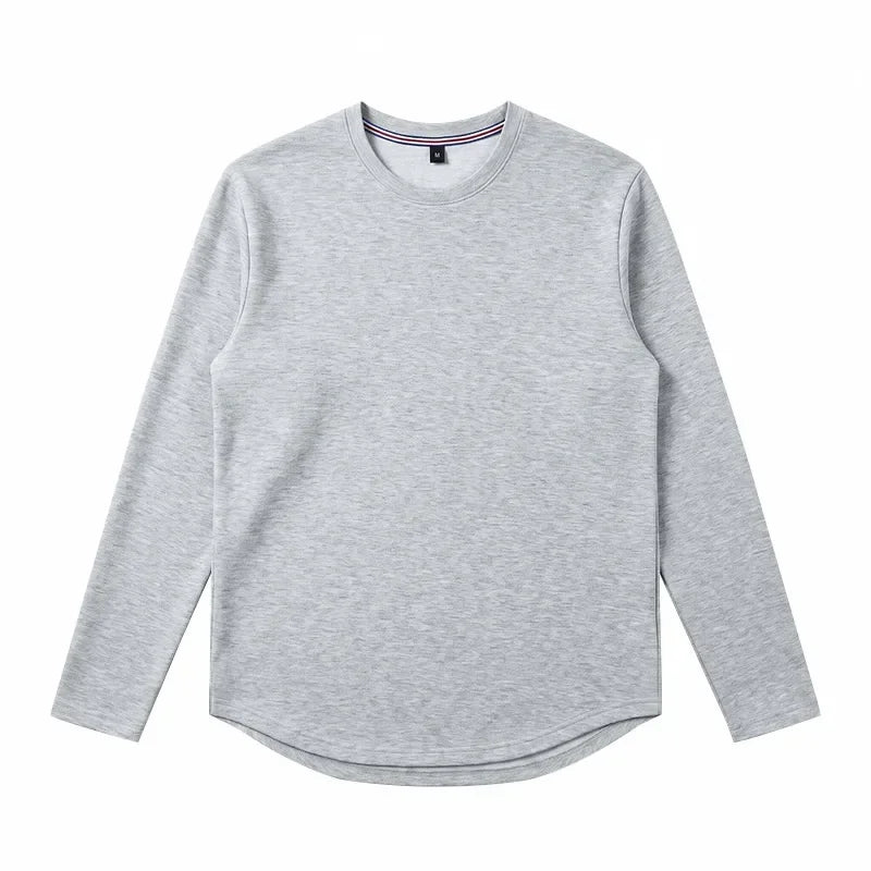 Autumn and Winter Men's Thin Casual Crew Neck Pullover Loose Versatile Breathable Commuter Long Sleeve Bottom T-Shirt