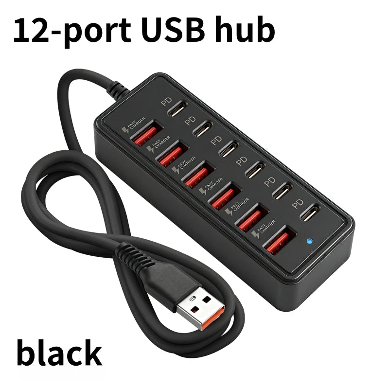 KUBIE USB Hub 8 Port Multi USB Splitter Power Adapter Multiple Expander With On Off Switch For PC Laptop MacBook Accessories