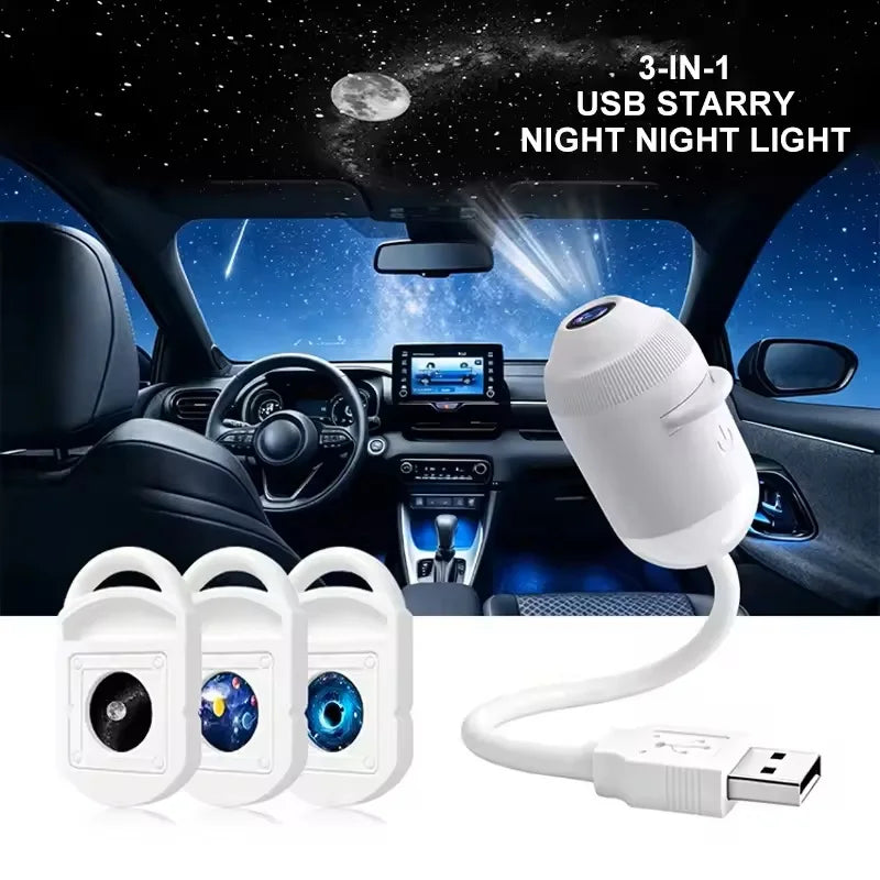 Rotatable Galaxy Starry Sky Projector Portable Car Home Decor 2-in-1 Wiring-free Led Sunset Atmosphere Lamp Children Adult Gifts