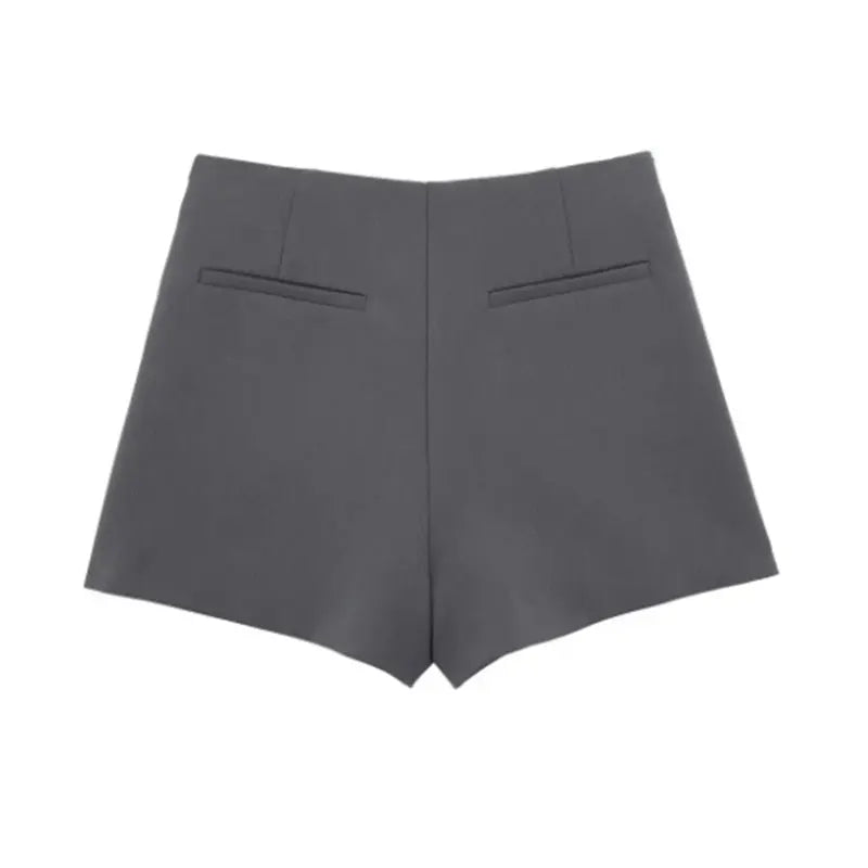 Lazvm-Asymmetric Shorts Skirts with Tab for Women, High Waist, Side Zipper, Female Skort, Fashion