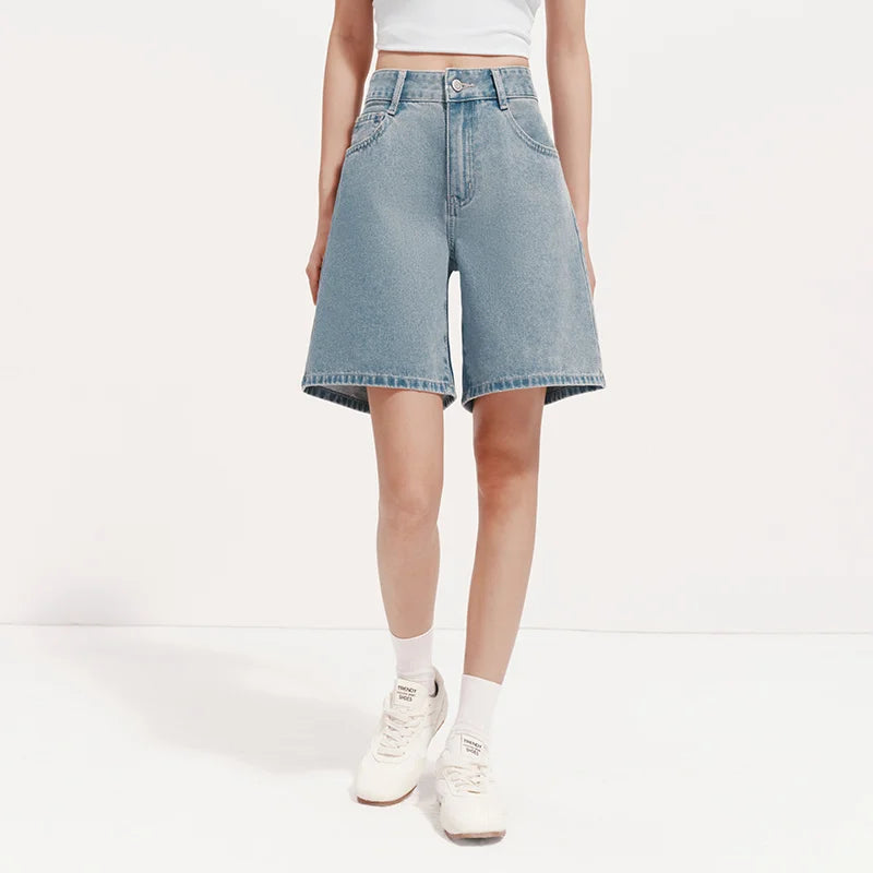 Semir Women Pants Denim Cool Feeling Antibacterial Vintage Distressed A Line Straight Leg 2026 Summer Casual Top