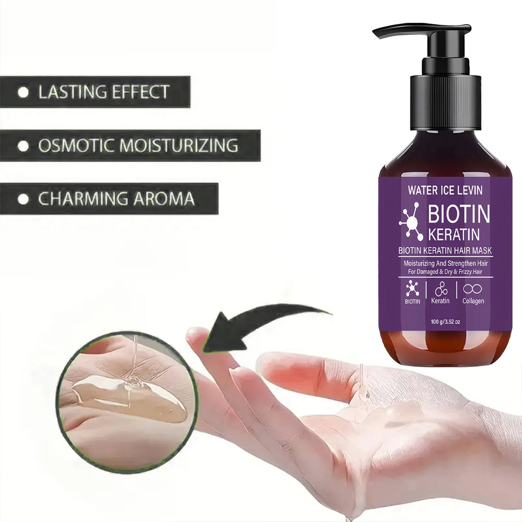 Keratin Biotin Hair Mask, Strengthening & Smoothing Treatment for Dry, Frizzy Hair