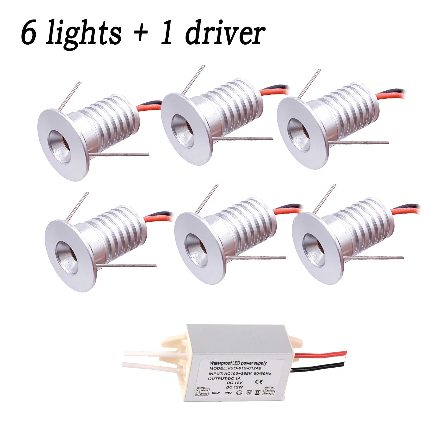 Indoor IP65 Recessed LED 1W Downlight, 12V Spotlight, Suitable for Ceiling/Stairwell/Hallway/Cabinet Lighting (Driver Included)