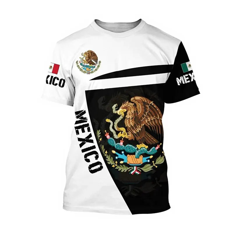 Mexico T-Shirts Mexican Flag 3D Print Streetwear Men Women Casual Fashion Oversized Short Sleeve T Shirt Male Tees Tops Clothing