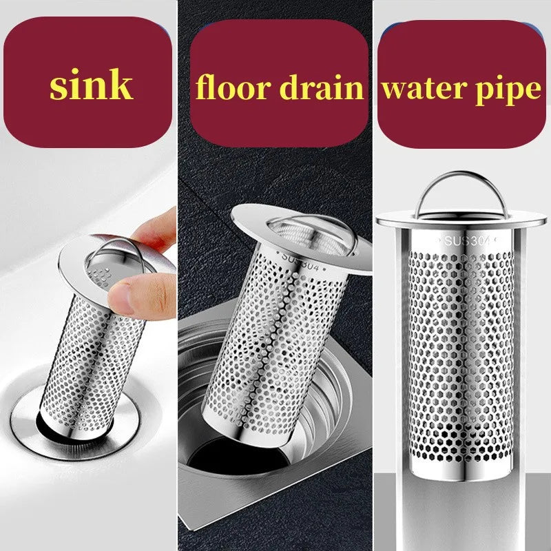 Floor Drain Filter Mesh Anti-Clogging Sink Strainer Food Hair Stopper With Handle Anti-Pest Sealing Cover Shower Leak Net