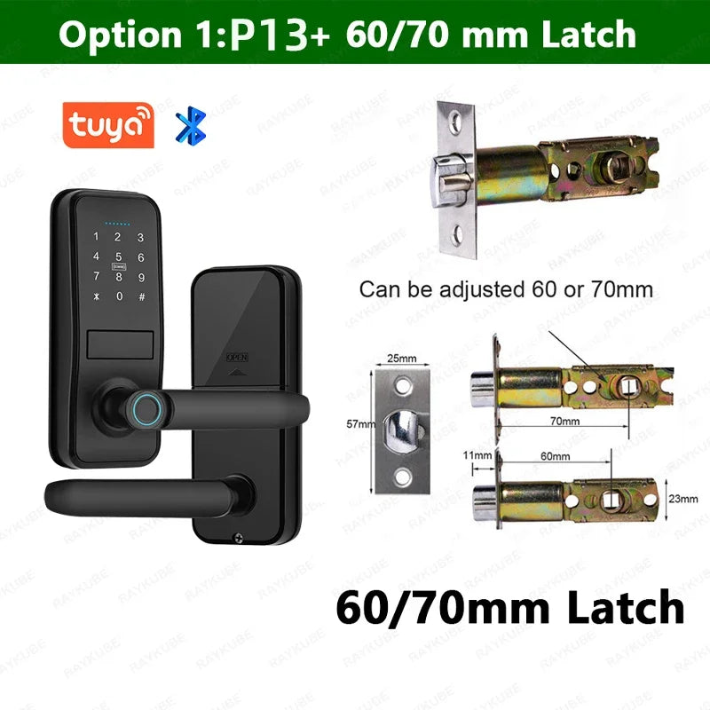 CDOK P13 Smart Biometric Fingerprint Door Lock Electronic Door Lock Tuya/Smartlife App Set Fingerprint/ Password/ Card Unlock