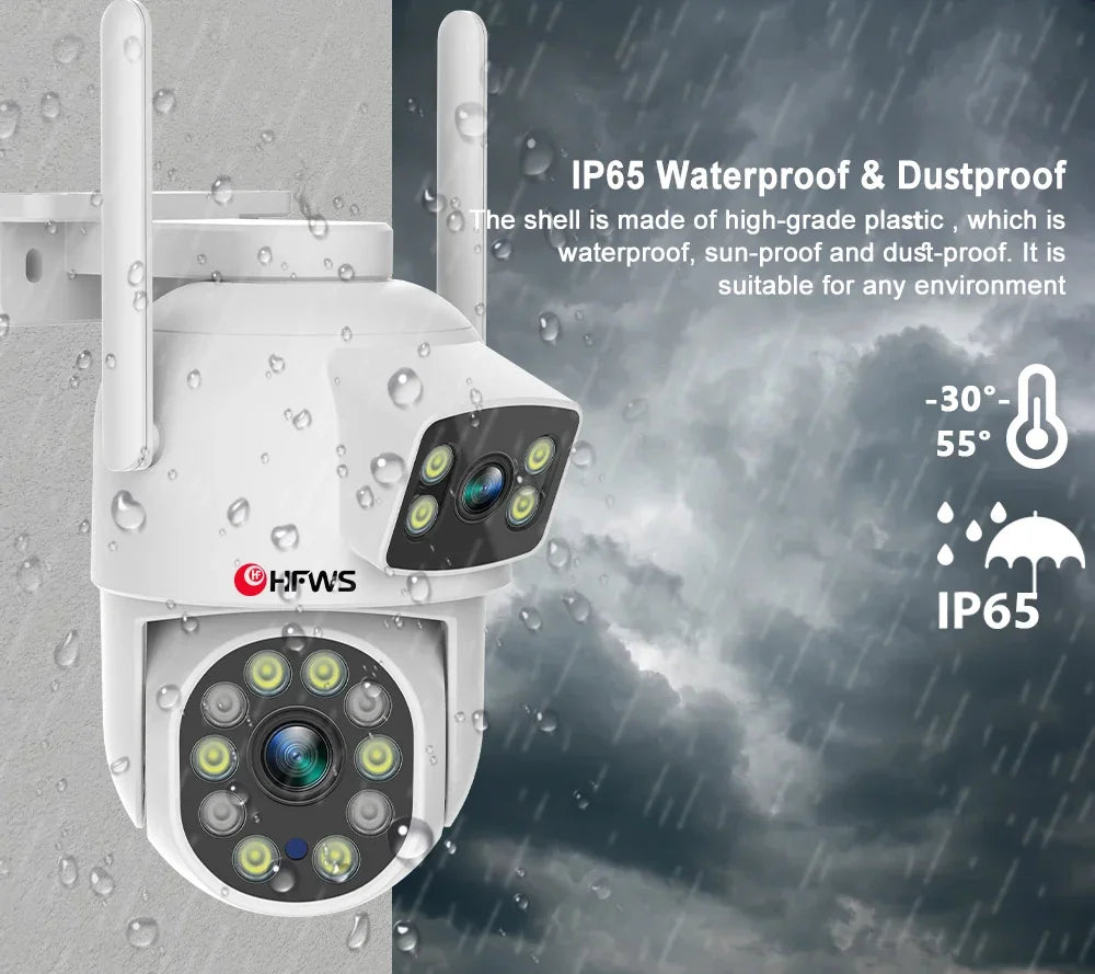 6MP Dual-Lens PTZ Camera Outdoor - WiFi 6/AI Tracking 2-Way Audio IP66 Waterproof CCTV Security System with P2P O-kam Pro
