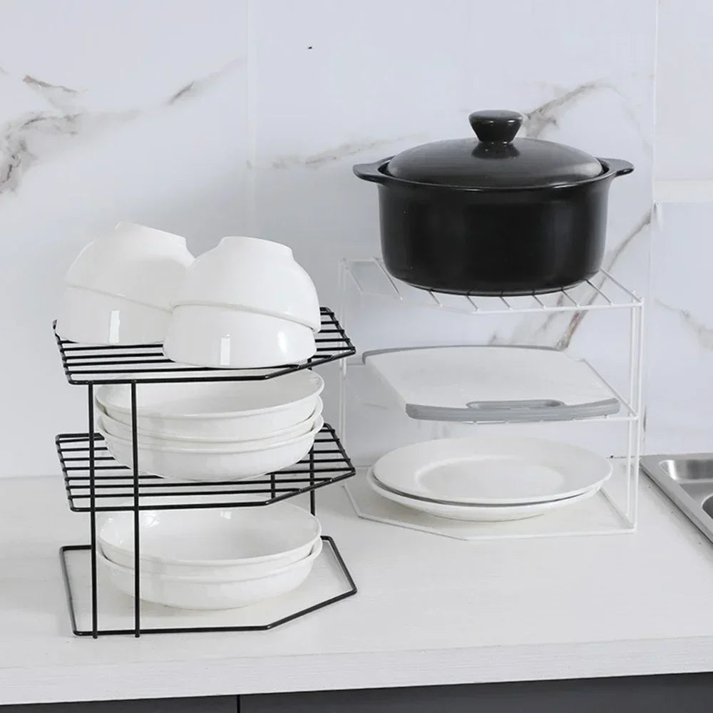 Kitchen Seasoning Corner Rack Pot Dish Food Sundries Organizer Rack Non Punching Portable Storage Table Kitchen Bathroom Holder