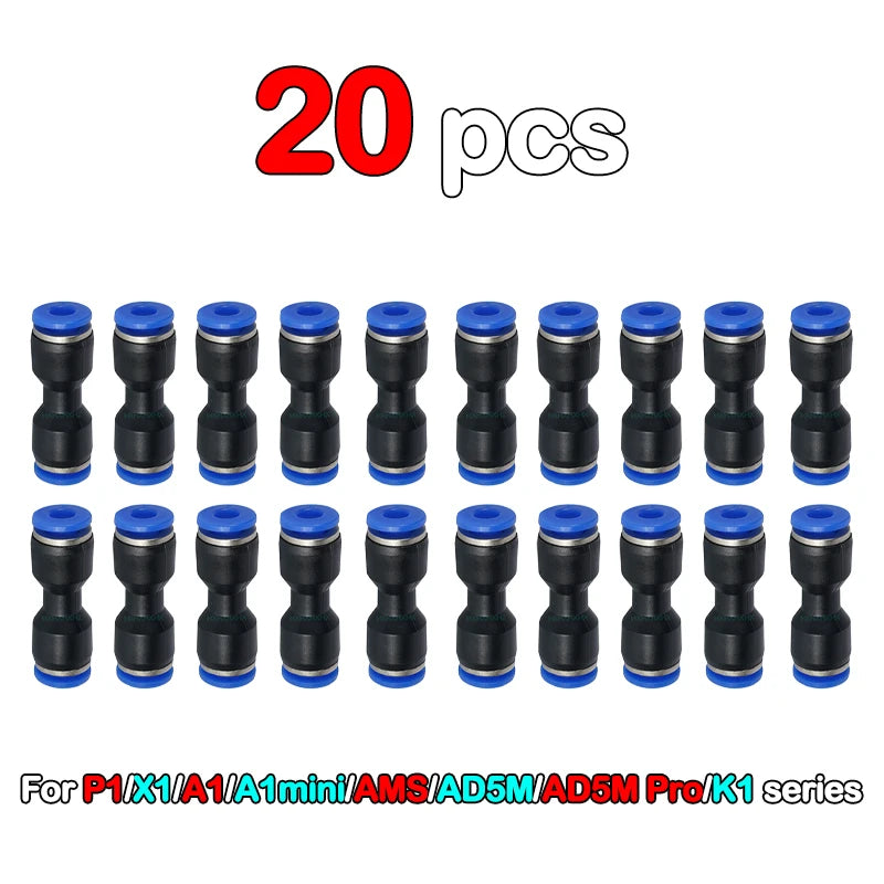 5/10pcs for Bambu Lab PTFE Tube Pneumatic Connector 3D Printer X1 X1C P1P P1S A1 1.75mm Filament Extruder 3D Printer Parts