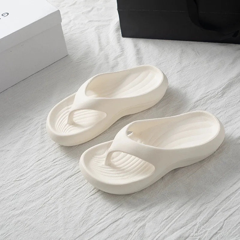 Women Stylish EVA Flip-Flops Comfortable Soft Anti-Slip Anti-Odor Fashionable Versatile for Beach Summer Casual Wear Beach Shoes