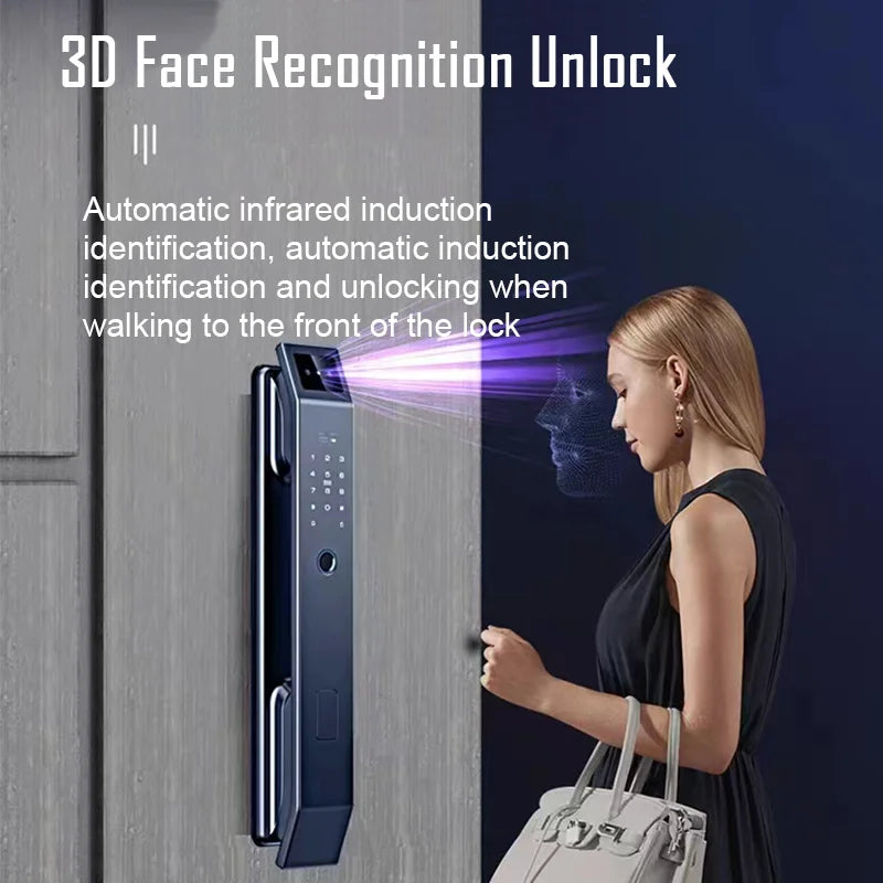 Tuya 3D Face Recognition Unlock Digital Password Door Lock With Camera FIngerprint Password Unlock Keyless Electronic Lock