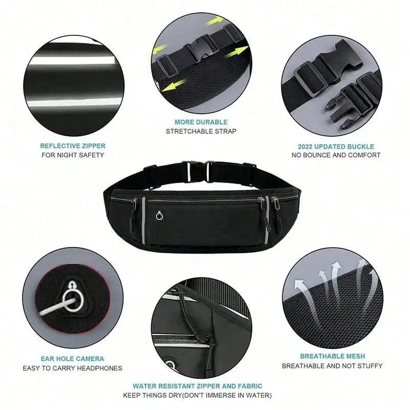 Waterproof Sports Waist Bag for Invisible Close Fitting Running Belt Anti Theft Lightweight Fitness Jogging Outdoor Travel